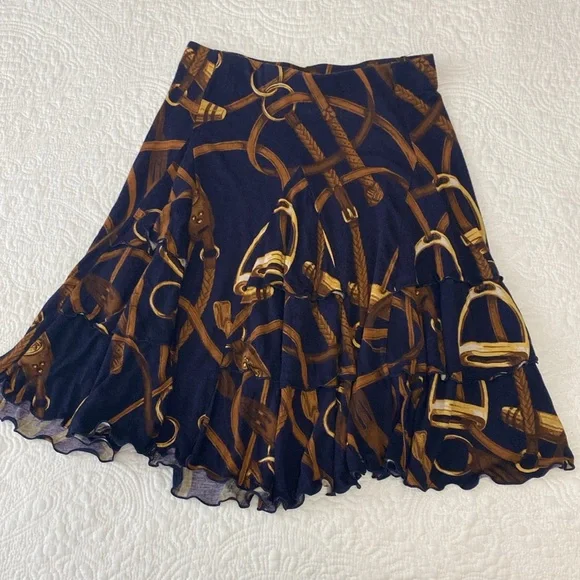 Ralph Lauren Blue and Gold Bubble Skirt Knee-Length Cocktail - Picture 1 of 12